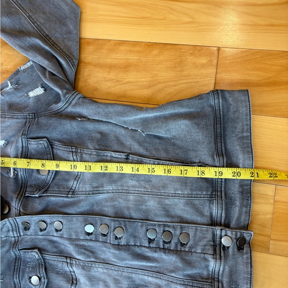 Charlie B Distressed Gray Denim Jacket - Picture 8 of 8